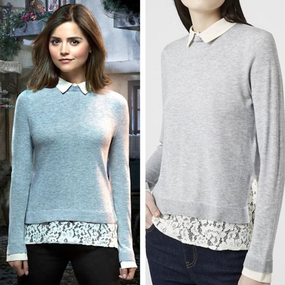 Topshop Lace Hybrid Shirt Sweater Jumper ASO Clara Oswald - Picture 1 of 10
